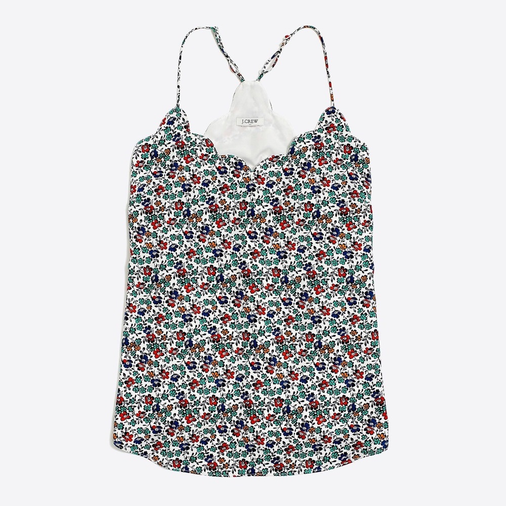 J. Crew Floral Scallop Cami Tank